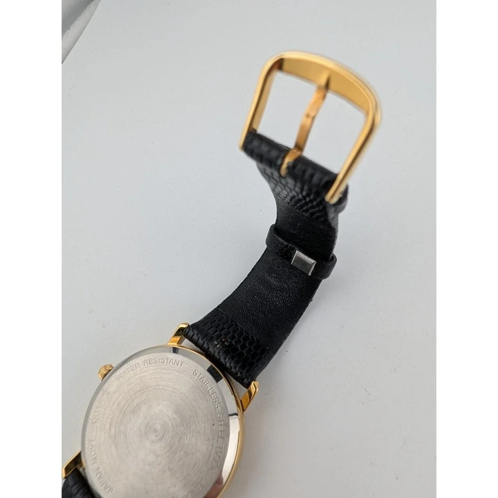 Prudential Watch Men 33mm Gold Case Black Leather Band- New Battery‎